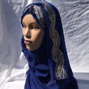 BLUE Fashion Scarf Women's Plain Chiffon Head wrap Hijab Head Scarves